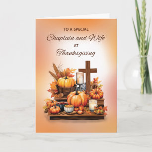 Chaplain and Wife Thanksgiving with Cross Card