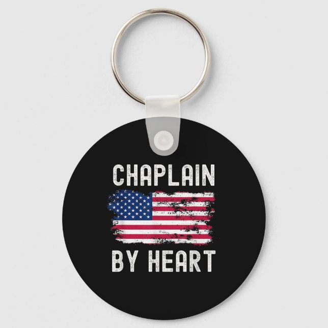 Chaplain Usa Flag Profession Retro Job Title  Key Ring (Front)