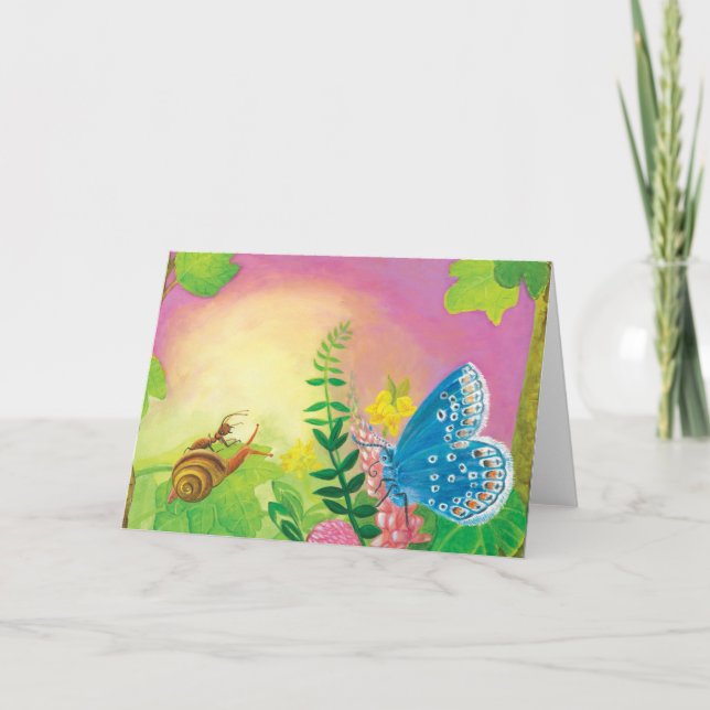 Chapman's Blue Butterfly & Ant & Snail Illustratio Card (Front)