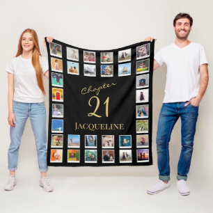 Chapter 21 Black Gold 21st Birthday Photo Fleece Blanket