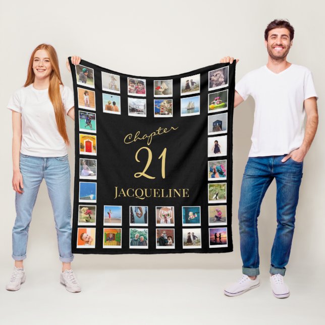 Chapter 21 Black Gold 21st Birthday Photo Fleece Blanket (In Situ)