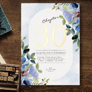 Chapter 30 Blue Floral 30th Birthday Gold