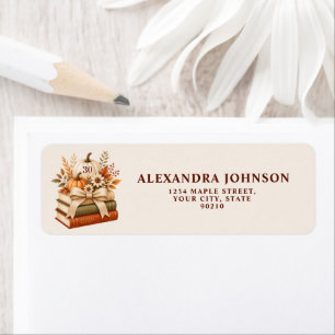 Chapter 30 Fall Pumpkin Bookish 30th Birthday Return Address Label