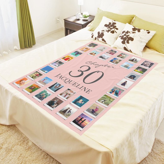 Chapter 30 Pink Gray 30th Birthday Photo Fleece Blanket (Creator Uploaded)