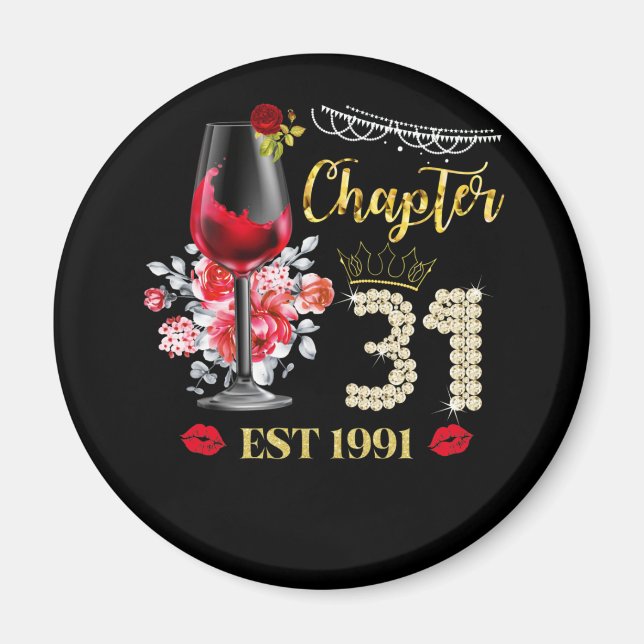 Chapter 31 Years EST 1991 31st Birthday Red Rose Magnet (Front)