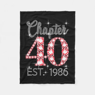 Chapter 40 Est 1986 Happy 40th Birthday Girl Men W Fleece Blanket