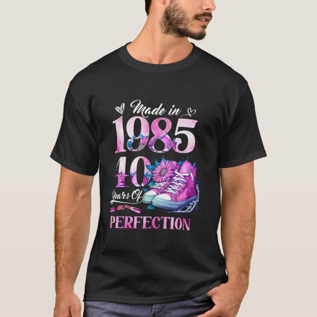 Chapter 40 Fabulous EST 1985 40th Floral Birthday  T-Shirt (Front)