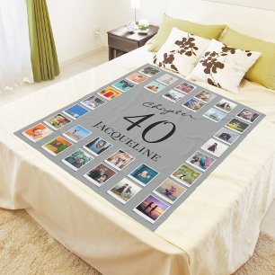 Chapter 40 Grey Black 40th Birthday Photo Fleece Blanket