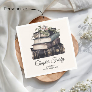 Chapter 40 Vintage Book 40th Birthday Napkin