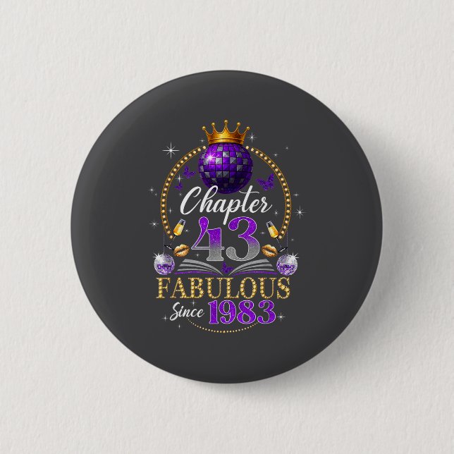 Chapter 43 Since 1983 Purple Disco Ball 43rd Birth 6 Cm Round Badge (Front)