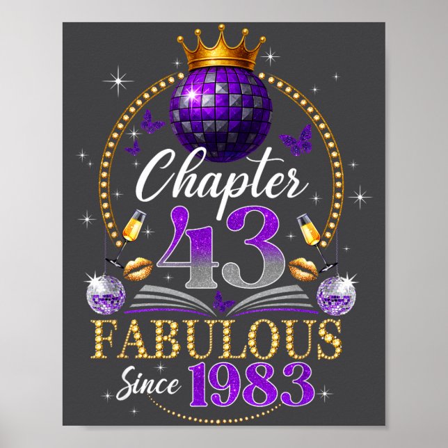 Chapter 43 Since 1983 Purple Disco Ball 43rd Birth Poster (Front)