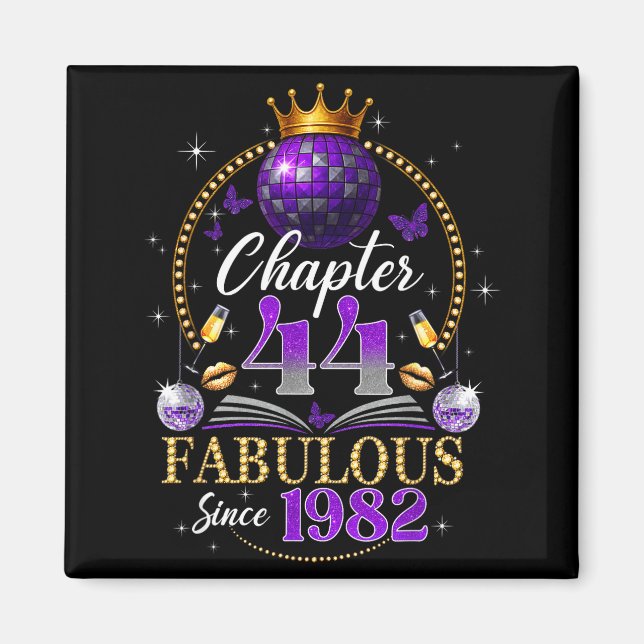 Chapter 44 Since 1982 Purple Disco Ball 44th Birth Magnet (Front)