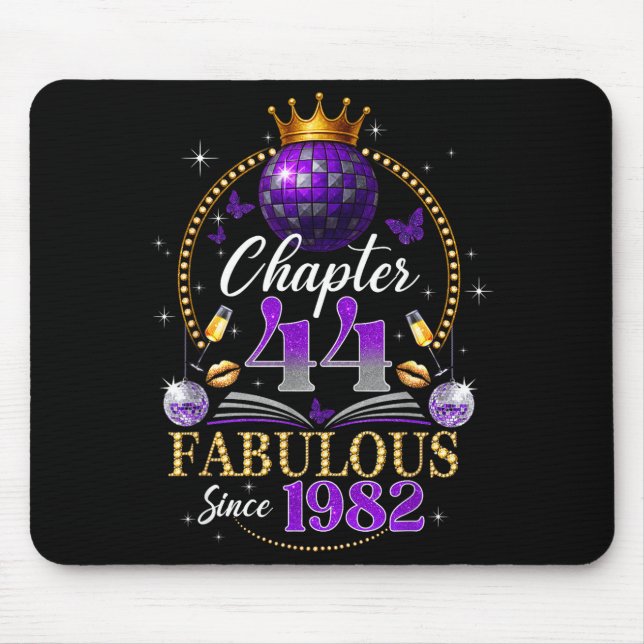 Chapter 44 Since 1982 Purple Disco Ball 44th Birth Mouse Pad (Front)