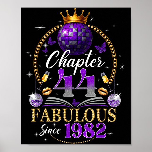 Chapter 44 Since 1982 Purple Disco Ball 44th Birth Poster (Front)