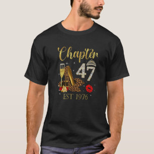 Chapter 47 Years EST 1976 47th Birthday Wine Leopa T-Shirt