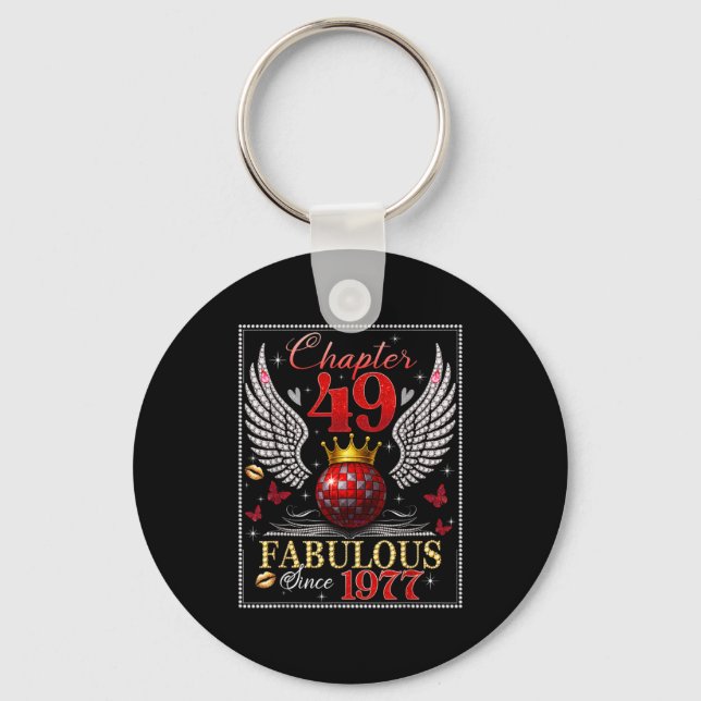 Chapter 49 Fabulous Est. 1977 Disco Ball 49th Birt Key Ring (Front)