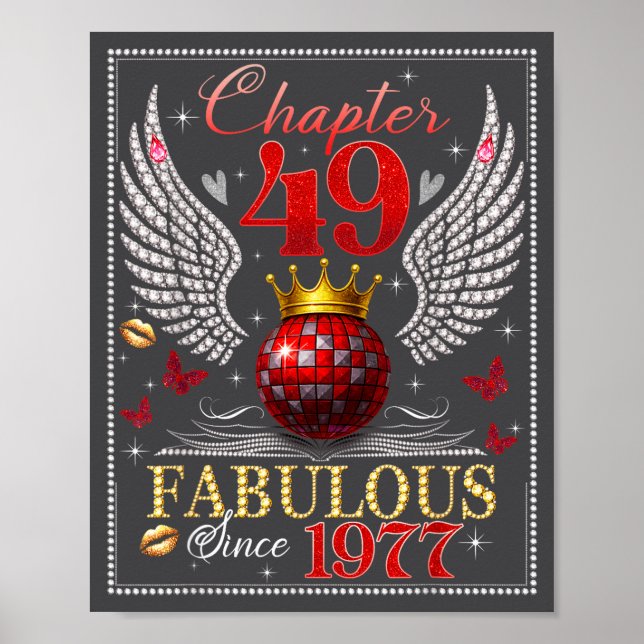 Chapter 49 Fabulous Est. 1977 Disco Ball 49th Birt Poster (Front)