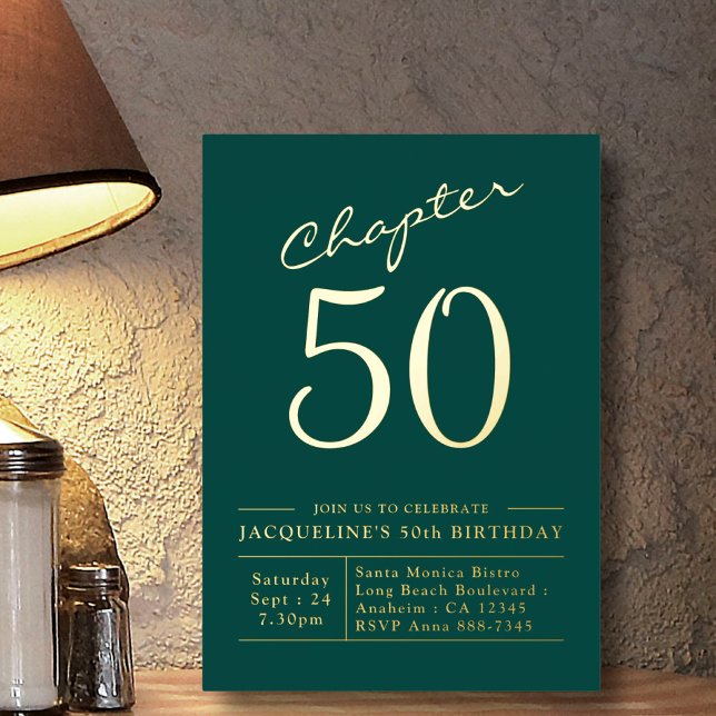Chapter 50 50th Birthday Invitation Green Gold (Creator Uploaded)
