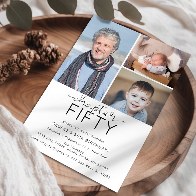 Chapter 50 Custom Photo Collage 50th Birthday Invitation (Creator Uploaded)