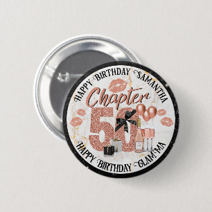 Chapter 50 Elegant Rose Gold 50th Birthday 6 Cm Round Badge