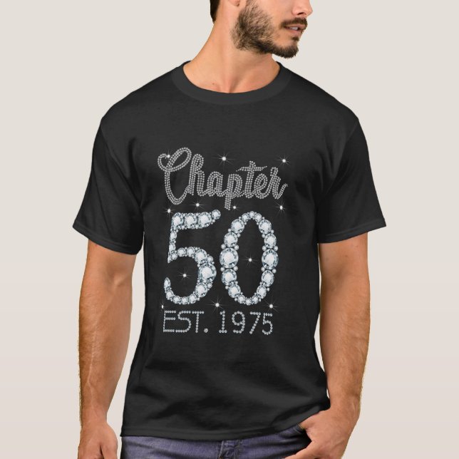 Chapter 50 EST 1975 Happy 50Th Birthday Girl Gift  T-Shirt (Front)
