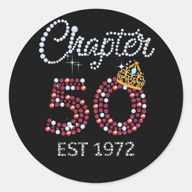 Chapter 50 Years EST 1972 50Th Birthday Classic Round Sticker (Front)