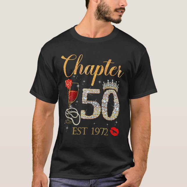 Chapter 50 Years EST 1972 50Th Birthday Red Rose W T-Shirt (Front)