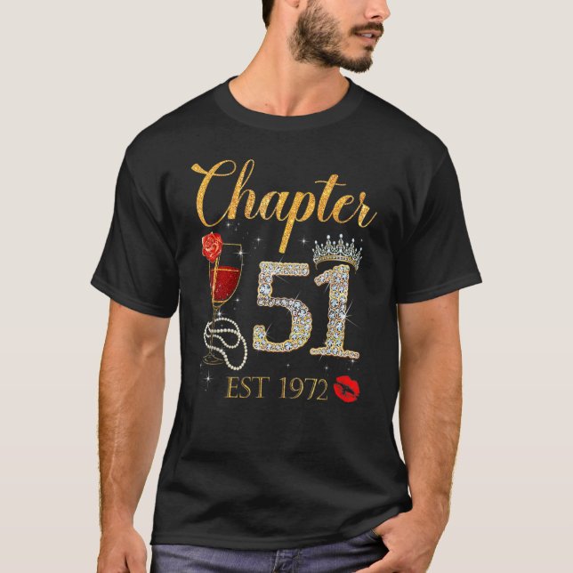Chapter 51 Years EST 1972 51st Birthday Red Rose W T-Shirt (Front)
