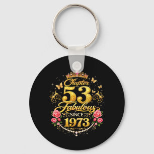 Chapter 53 Fabulous Since 1973 Floral 53rd Key Ring