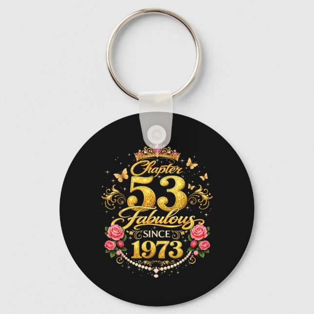 Chapter 53 Fabulous Since 1973 Floral 53rd Key Ring (Front)