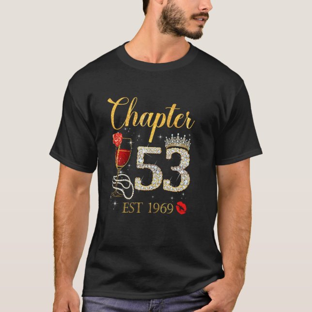 Chapter 53 Years Est 1969 53rd Birthday Red Rose W T-Shirt (Front)