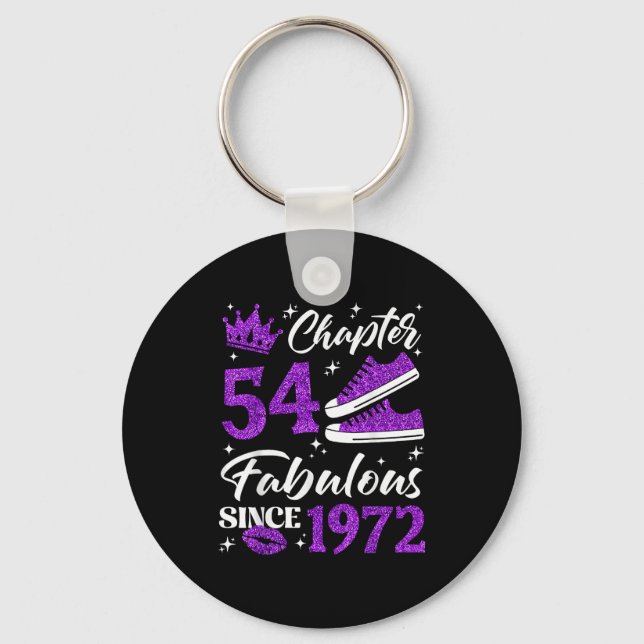 Chapter 54 Fabulous Since 1972 54th Birthday Women Key Ring (Front)