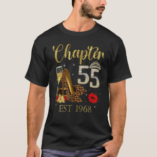 Chapter 55 Years EST 1968 55th Birthday Wine Leopa T-Shirt