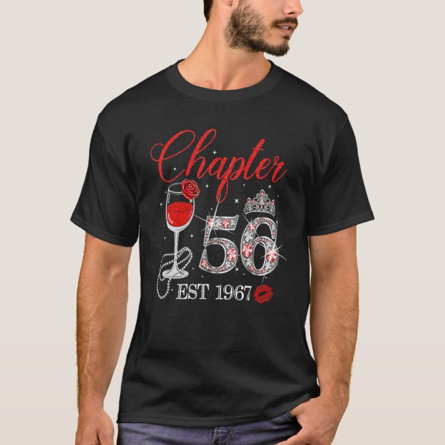 Chapter 56 Years EST 1967 56th Birthday Red Rose W T-Shirt (Front)