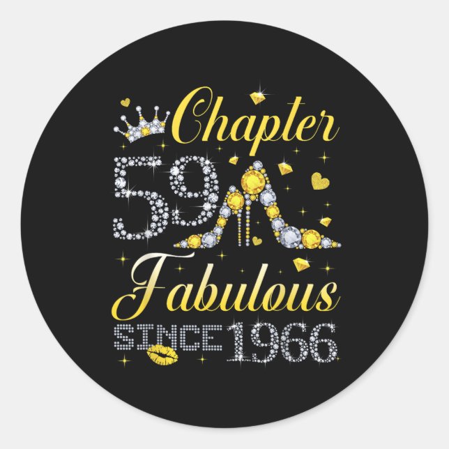 Chapter 59 Fabulous Since 1966 59th Birthday Girl  Classic Round Sticker (Front)