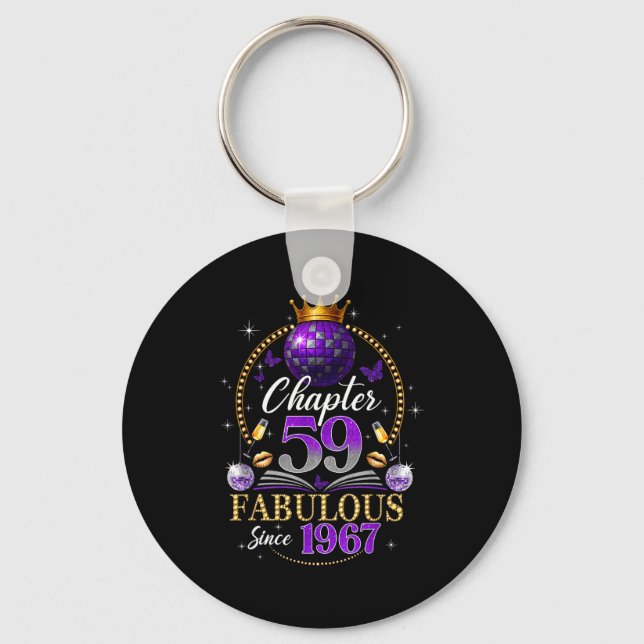 Chapter 59 Since 1967 Purple Disco Ball 59th Birth Key Ring (Front)