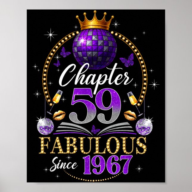Chapter 59 Since 1967 Purple Disco Ball 59th Birth Poster (Front)