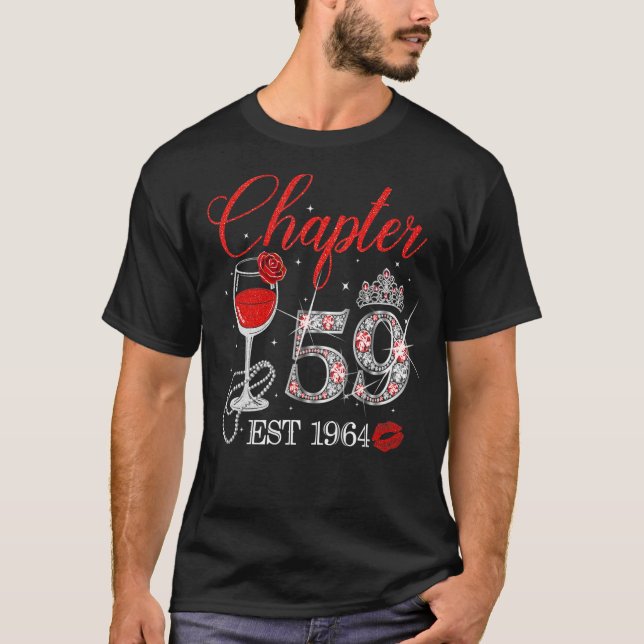 Chapter 59 Years EST 1964 59th Birthday Red Rose W T-Shirt (Front)