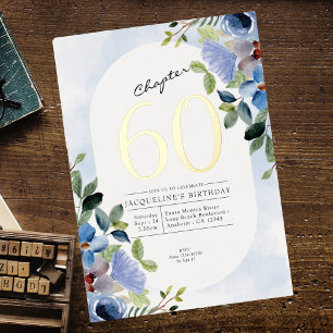 Chapter 60 Blue Floral 60th Birthday Gold