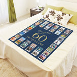 Chapter 60 Blue Gold 60th Birthday Photo Fleece Blanket<br><div class="desc">A unique fleece blanket gift to make that birthday special. Add those favourite photos using our simple template.</div>