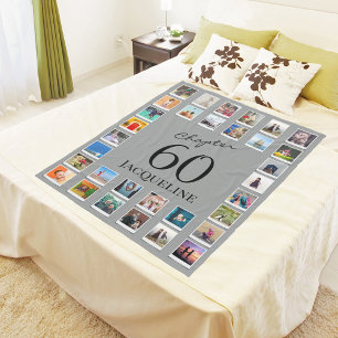 Chapter 60 Grey Black 60th Birthday Photo Fleece Blanket