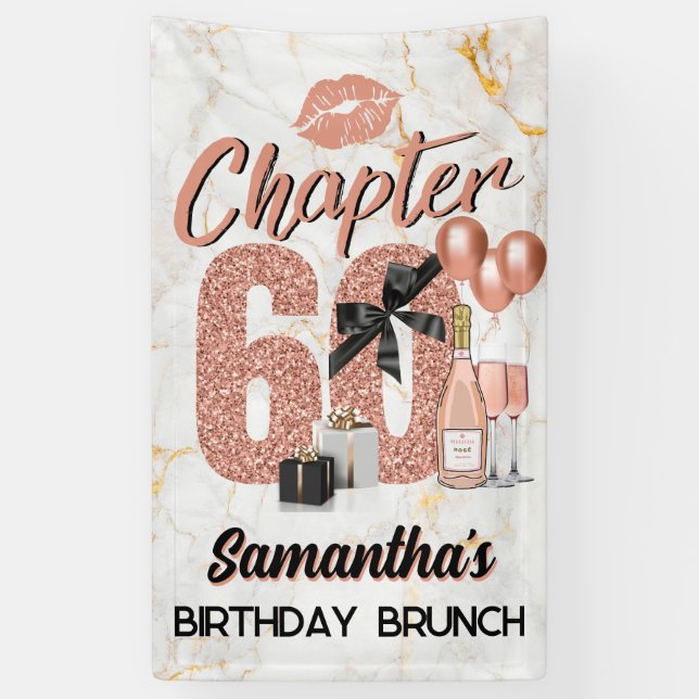 Chapter 60 Rose Gold 60th Birthday Elegant Banner (Vertical)