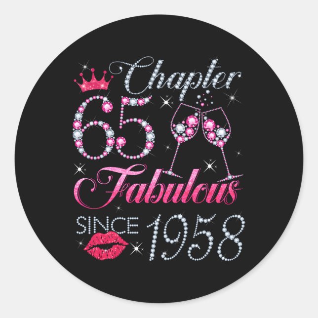 Chapter 65 Fabulous Since 1958 65Th For Classic Round Sticker (Front)