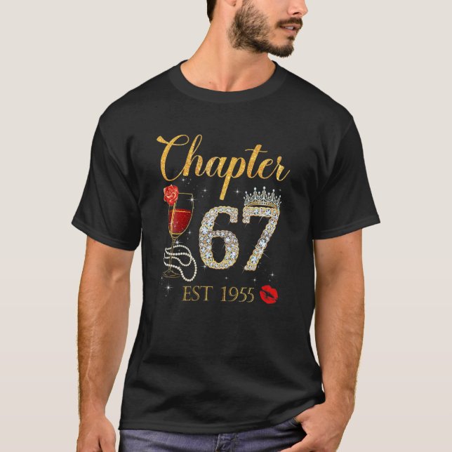 Chapter 67 Years EST 1955 67Th Birthday Red Rose W T-Shirt (Front)