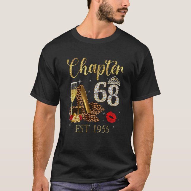 Chapter 68 Years EST 1955 68th Birthday Wine Leopa T-Shirt (Front)