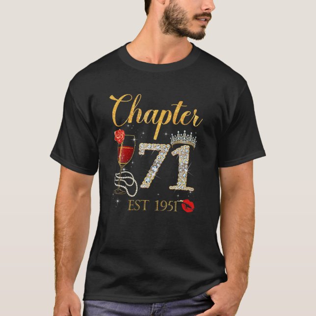 Chapter 71 Years EST 1951 71St Birthday Red Rose W T-Shirt (Front)