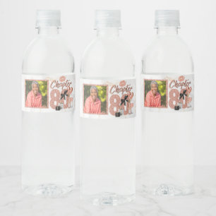 Chapter 80 Birthday Elegant Rose Gold Photo Water Bottle Label
