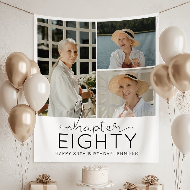 Chapter 80 Custom Photo Collage 80th Birthday Tapestry (Creator Uploaded)