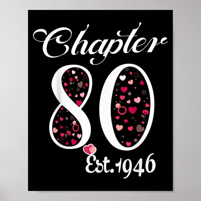 Chapter 80 Est 1946 Happy 80th Birthday Girl Gift  Poster (Front)