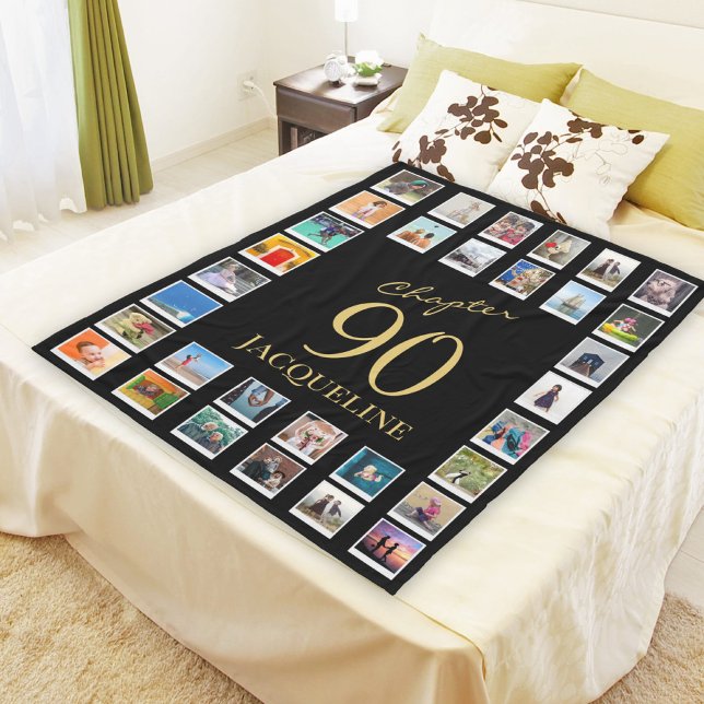 Chapter 90 Black Gold 90th Birthday Photo Fleece Blanket (Creator Uploaded)